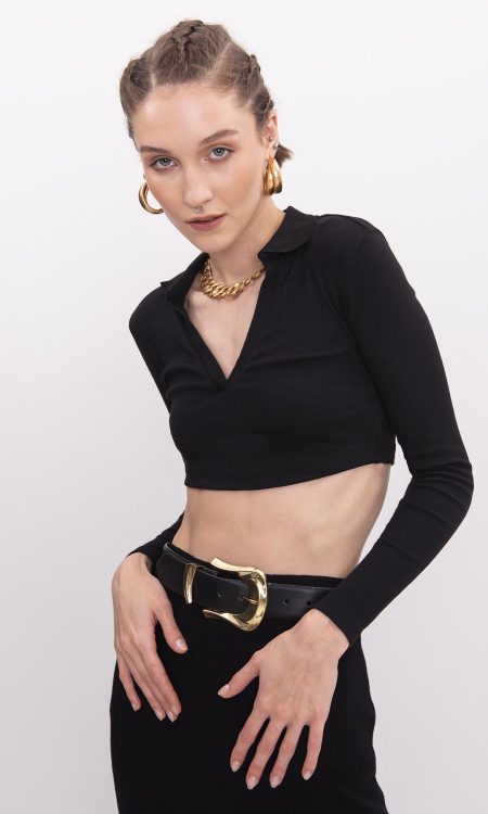 BSL 17296 V Kesim Polo Yaka Crop Body