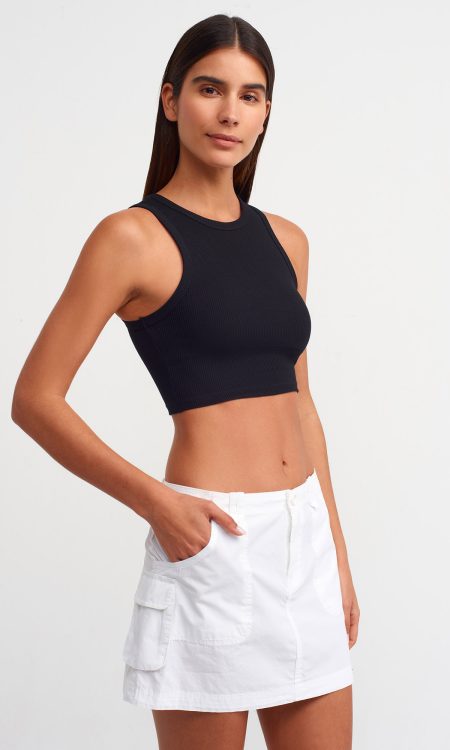 Dilvin 20820 Dikiş Efektli Crop Top