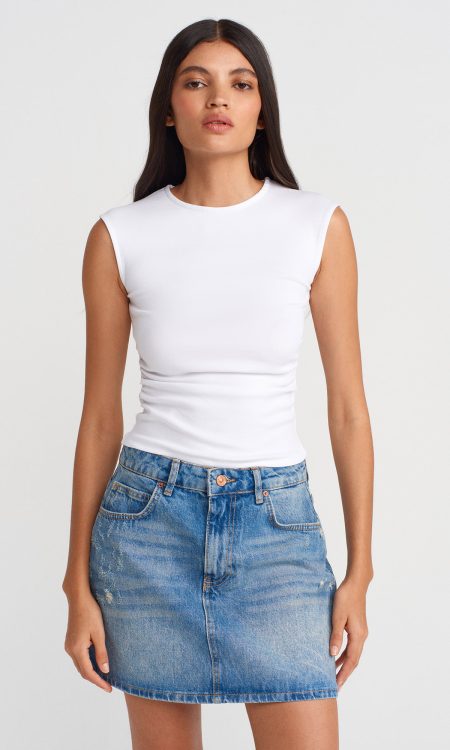 Dilvin 21054 Büzgülü Basic T-Shirt