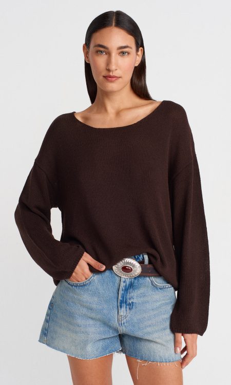 Dilvin 10706 Oval Yaka Dökümlü Kazak