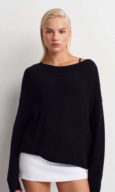 Dilvin 10804 Kayık Yaka Dökümlü Triko Kazak