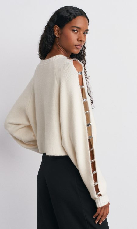 Dilvin 10810 Yün Karışımlı Aksesuar Detaylı Triko Kazak