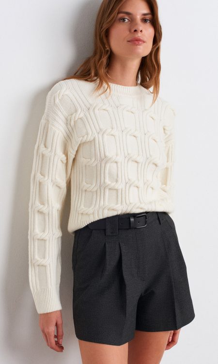 Dilvin 10825 Kabartma Detaylı Triko Kazak