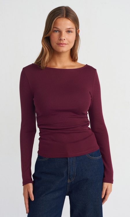 Dilvin 31401 Büzgülü Kayık Yaka Top