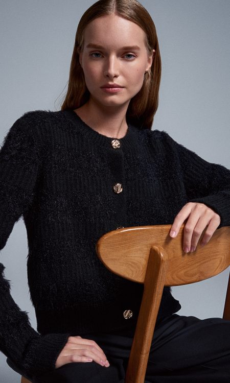 Dİlvin 60990 Yün Karışımlı Düğmeli Triko Hırka