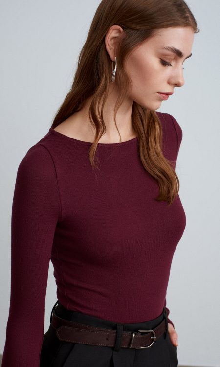 Dilvin 32322 Kayık Yaka Uzun Kollu Top