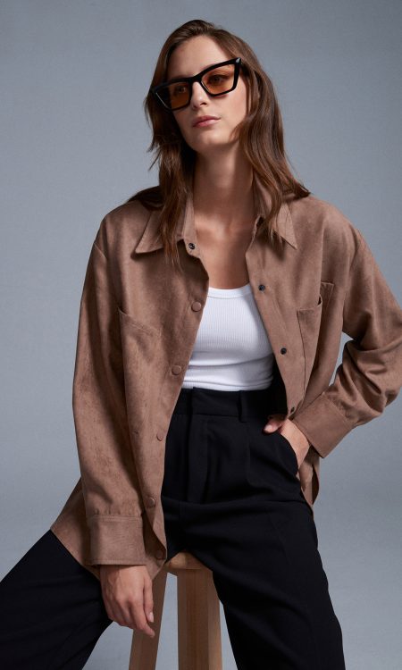 Dilvin 50532 Çıtçıtlı Süet Gömlek