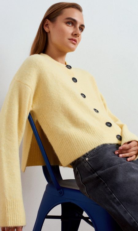 Dilvin 60280 Yanları Yırtmaçlı Yün Karışımlı Triko Hırka