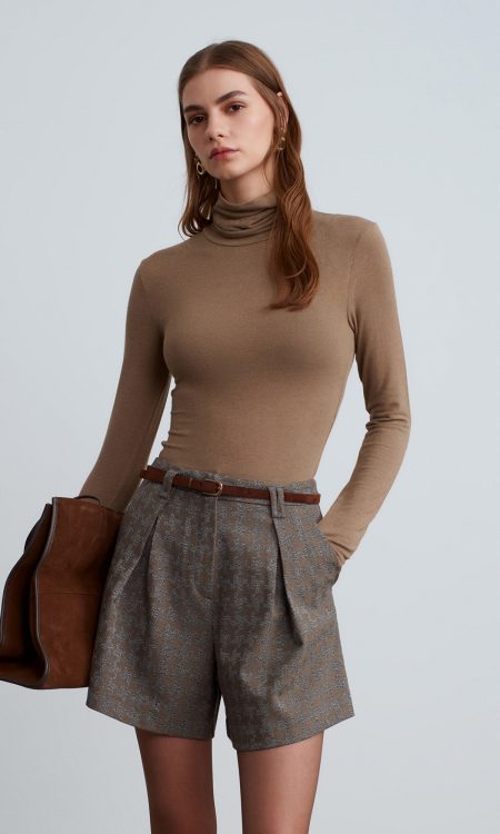 Dilvin 72191 Kemerli Pensli Şort-Vizon