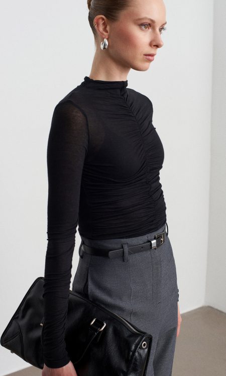 Dilvin 32333 Kaşmir Karışımlı Büzgülü Bluz