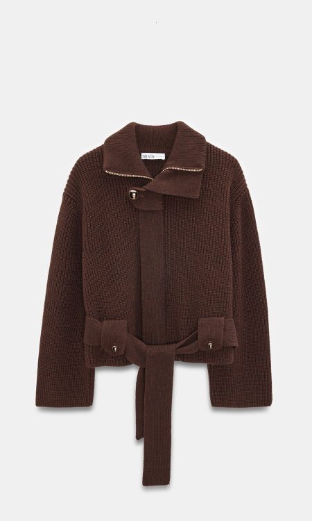 Dilvin 60988 Yün Karışımlı Triko Hırka-Kahve