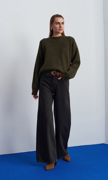 Dilvin 72113 %100 Pamuk Wide Leg Jean-Kahve