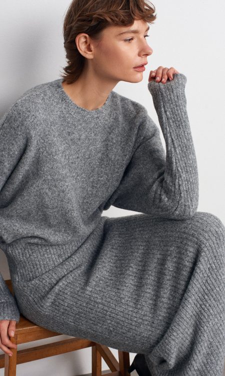 Dilvin 90260 Bisiklet Yaka Yumuşak Dokulu Triko Elbise