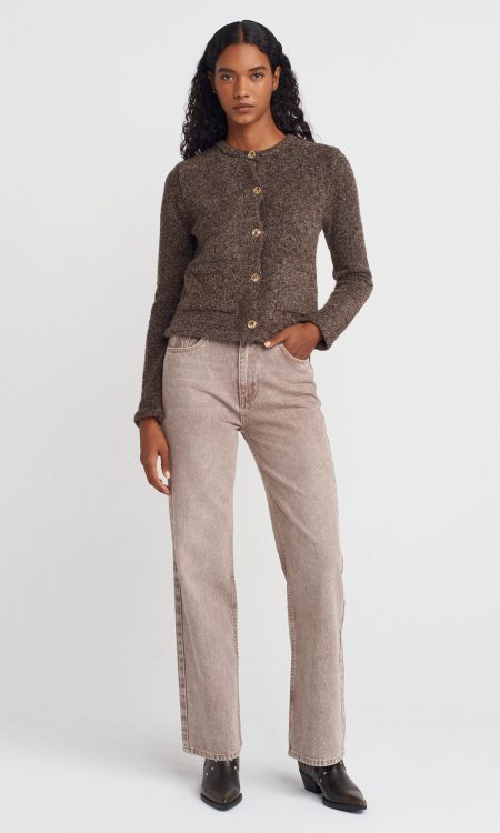 Dilvin 72034 %100 Pamuk Kar Yıkama Renkli Denim Pantolon-Kahve