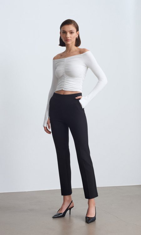 Dilvin 72249 Yanı Fermuarlı Boru Paça Pantolon-Siyah