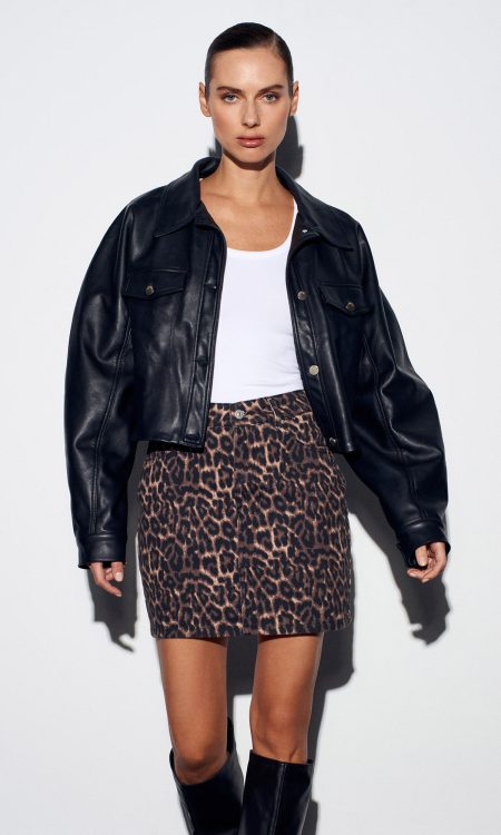 Dilvin 80591 %100 Pamuk Leopar Desenli Kot Etek-Kahve