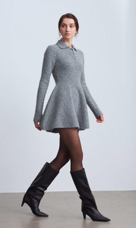 Dilvin 90264 Polo Yaka Peplum Triko Elbise