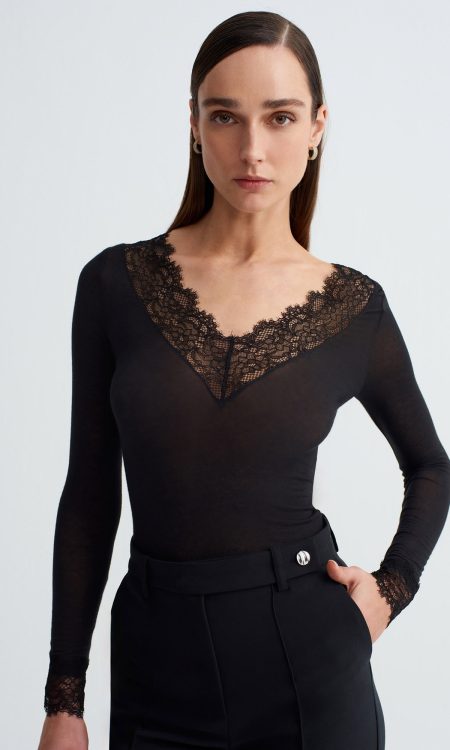 Dilvin 32311 Dantelli Kaşmir Bluz