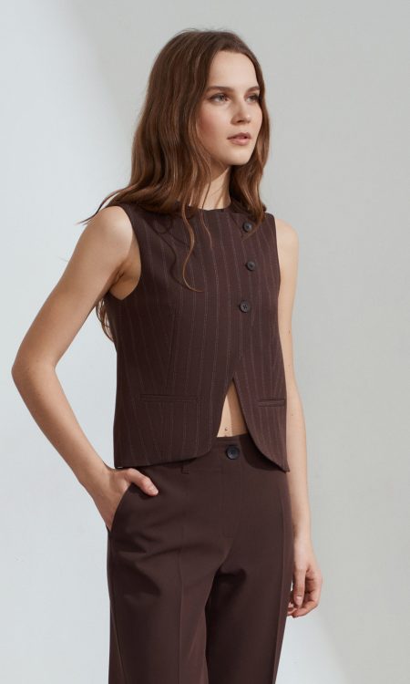 Dilvin 60604 Asimetrik Kesim Yelek-Kahve