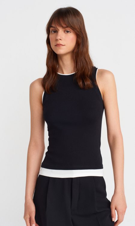 Dilvin 21086 %100 Pamuk Çift Görünümlü Kolsuz Top