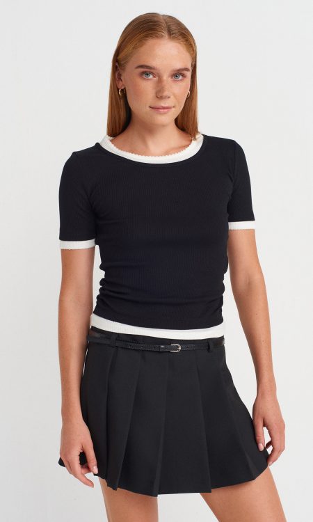 Dilvin 31942 %100 Pamuk Çift Katlı Büzgülü T-shirt