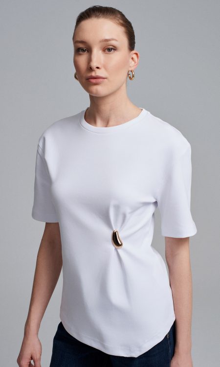 Dilvin 32445 Aksesuar Detaylı Basic T-Shirt