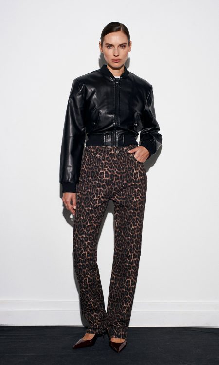 Dilvin 72083 %100 Pamuk Leopar Straight Jean-Kahve