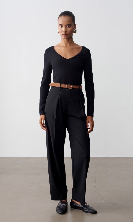 Dilvin 72661 Düz Paçalı Kemerli Pantolon