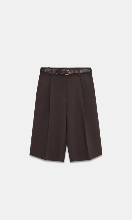 Dilvin 72261 Kemerli Bermuda Şort-Kahve